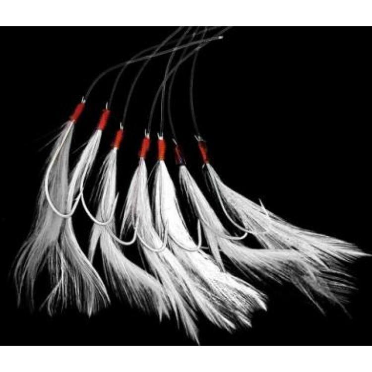 5 X Shakespeare 7 Hook Mackerel Feather Rig - WHITE (5 SETS)