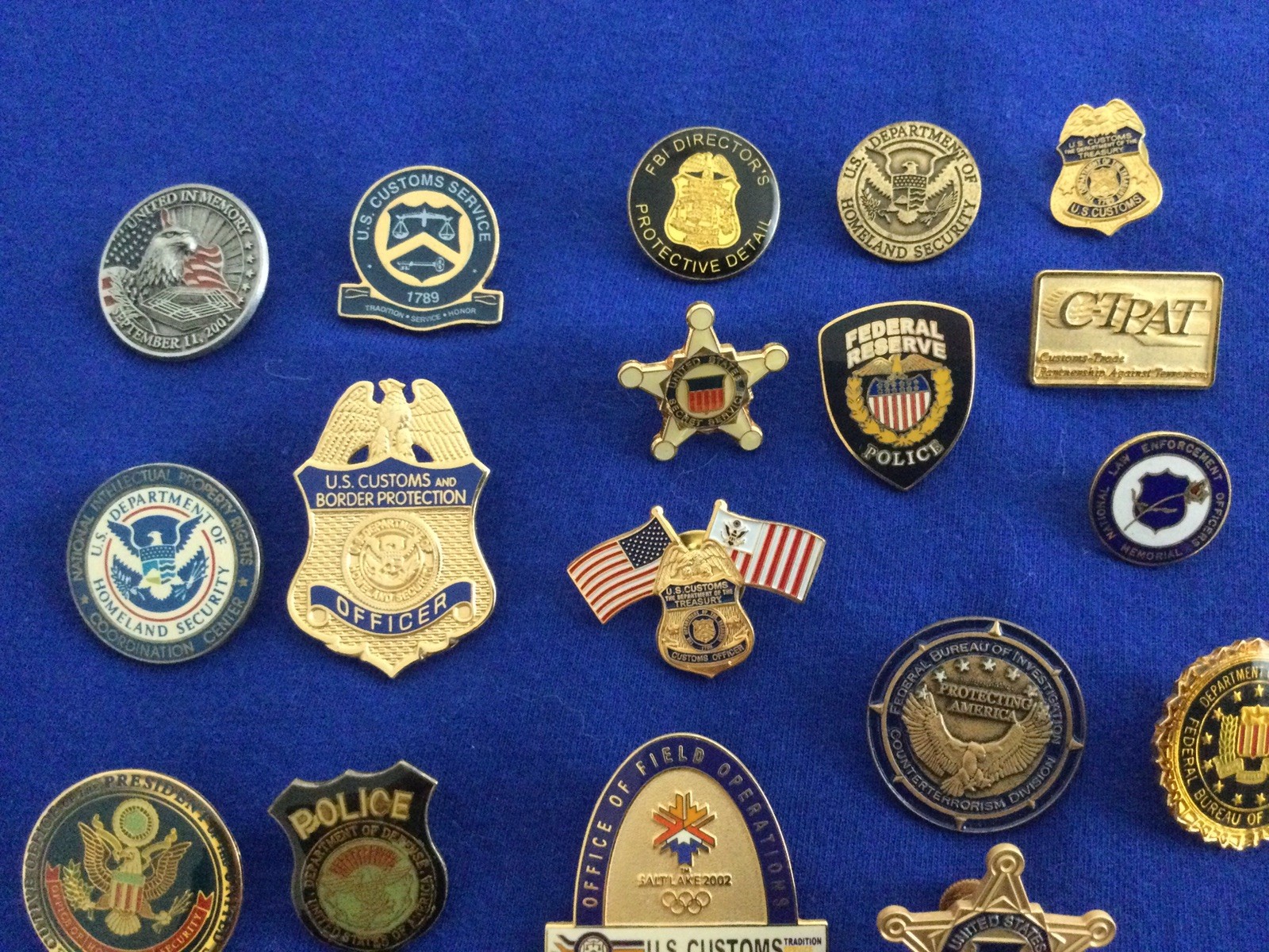 Lot of 50+ misc Law Enforcement Police Pins Badges - Federal State Local Int’l