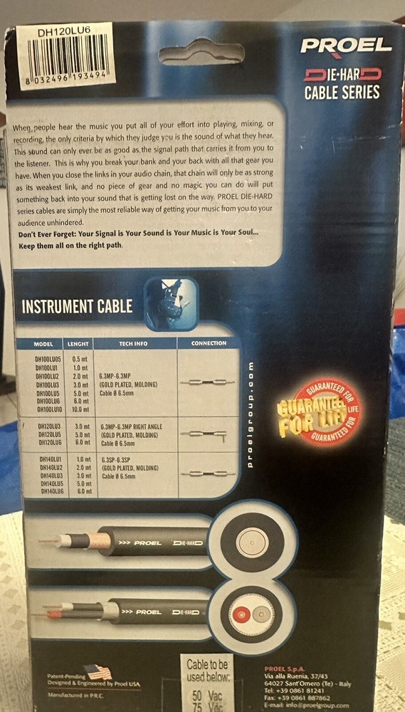 PROEL DH120LU6 INSTRUMENT CABLE