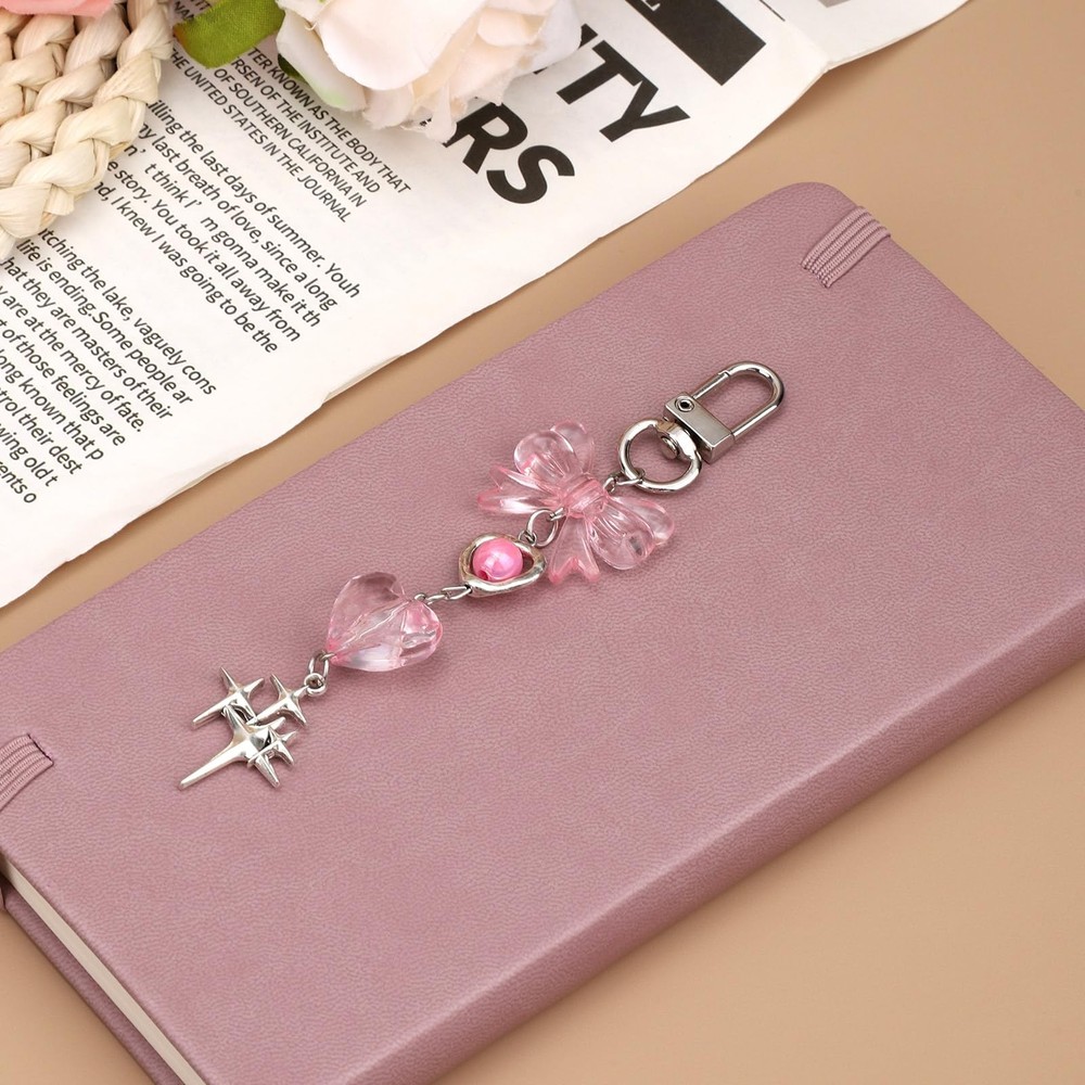 Charm Chains for Kindle, Delicate Cute E-Reader Medium, silver, pink