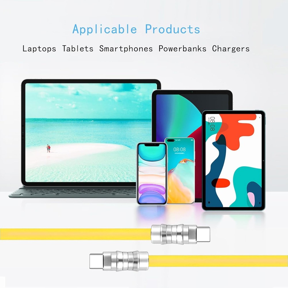 USB C to C 5FT Silicone Cable Ultra Flexible Soft USB Type C Data Transfer Cable