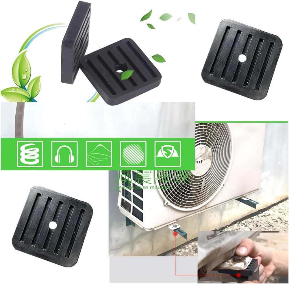 4 Pack Mini Split Anti-Vibration Pads Wall Mounting Bracket Isolator Rubber Pad
