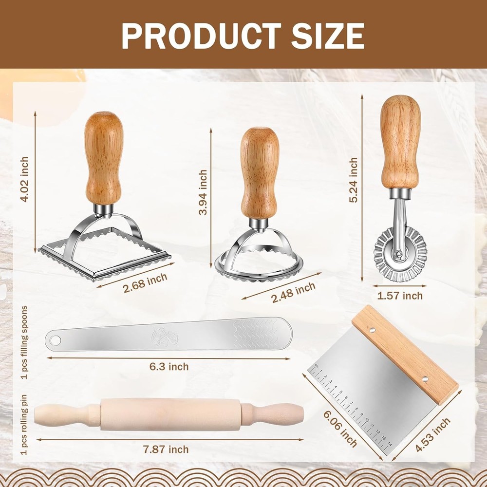 9 Pcs Pasta Making Tool Set Include 1 Bamboo Drying Rack 1 Ravioli Press