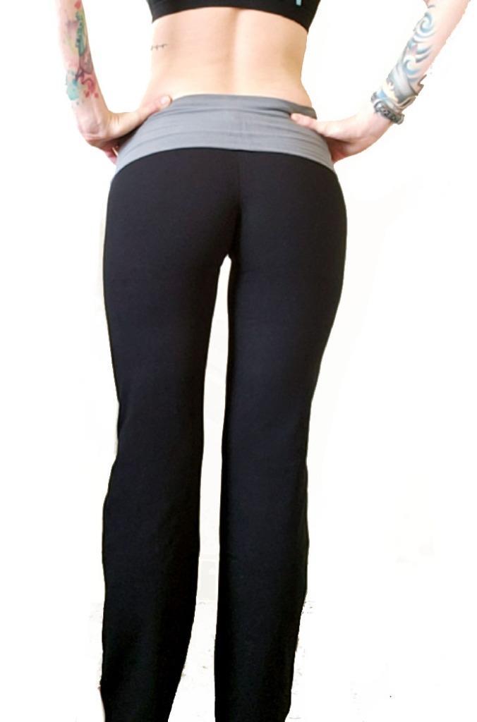 New Yoga Pants Womens Athletic Foldover Stretch Gym Casual Comfy Lounge S-M-L