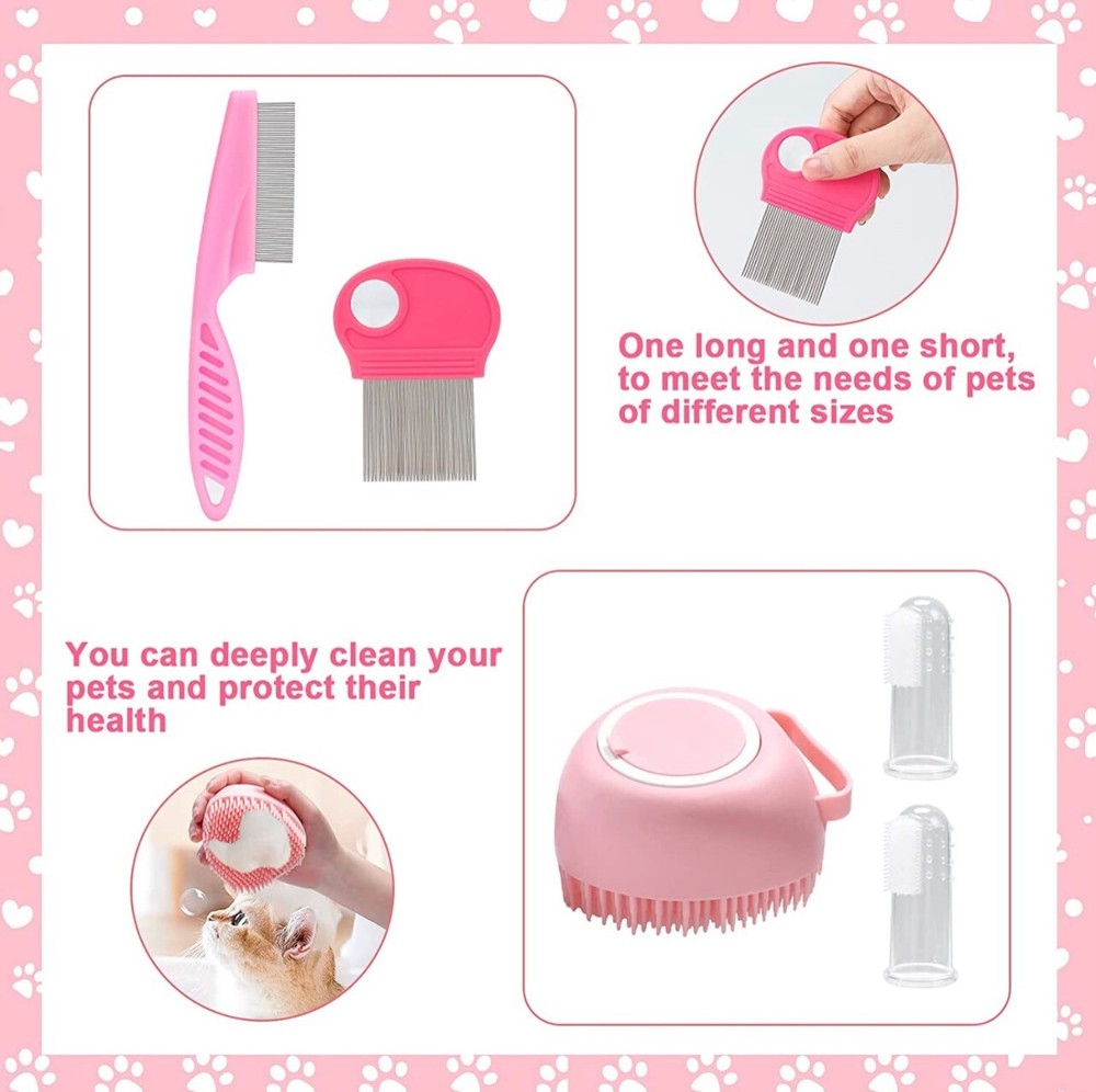 8 Pcs Cat Brush Grooming Kit