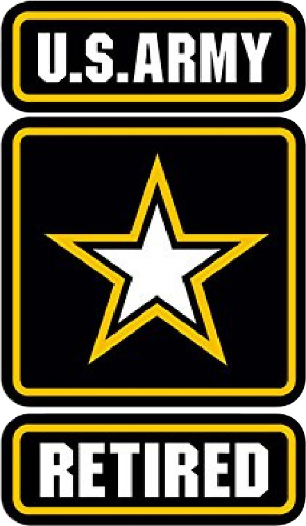 USA ARMY RETIRED, STICKER-DECAL- 3" X 5"