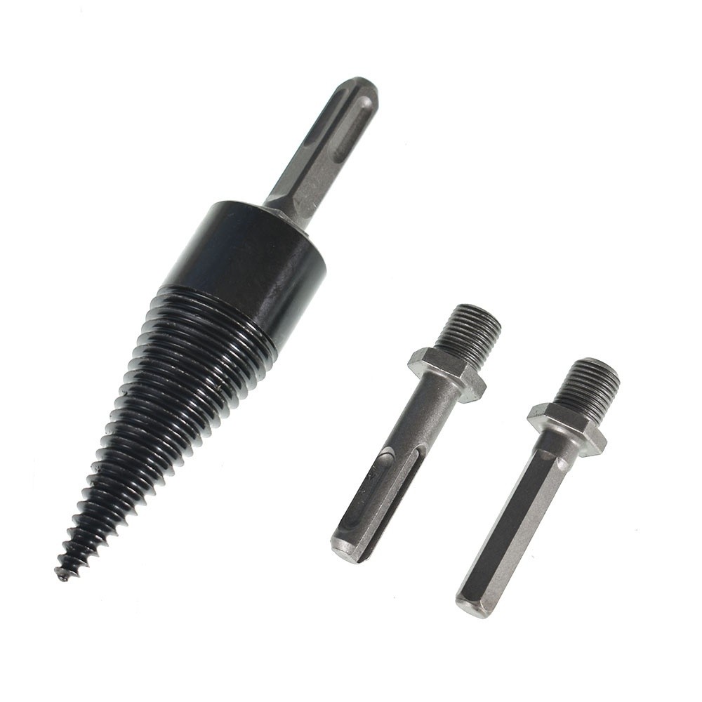Removable hex+Square+Round 32mm 3pcs Firewood Log Splitter Drill Bit Set