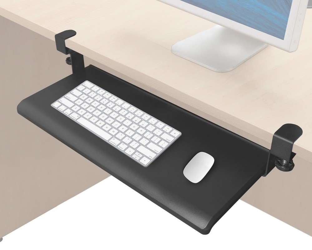 Max Smart Clamp On Keyboard Tray Under Desk, Pull Out Keyboard Tray, 20inch, Eas