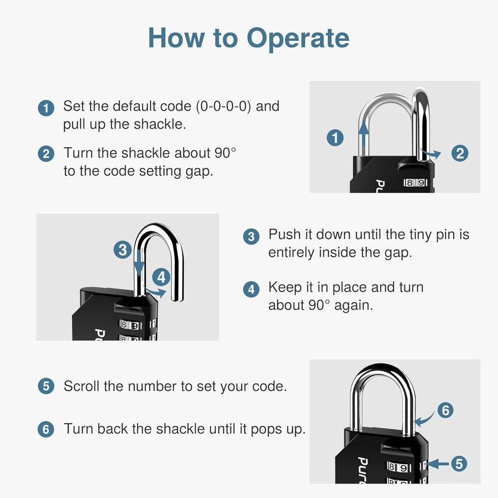 2 Pack Combination Lock for Locker 4 Digit Outdoor Waterproof Padlock for School
