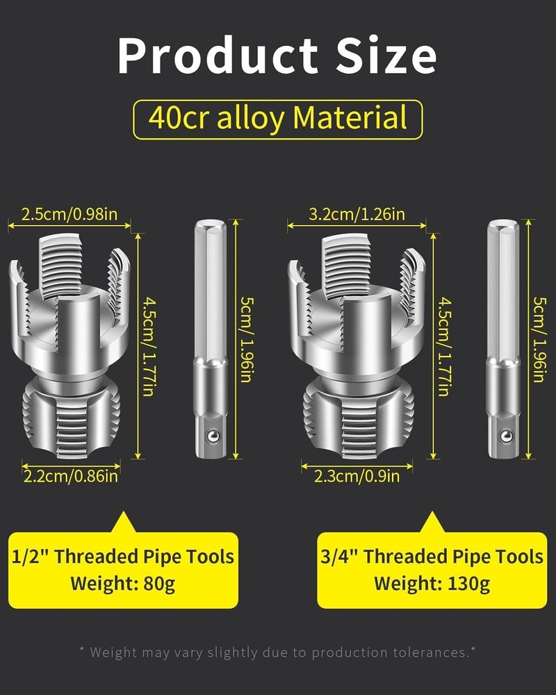 Efficient Electric Drill-Compatible Pipe Threader: 1/2'' & 3/4'' Integrated Set