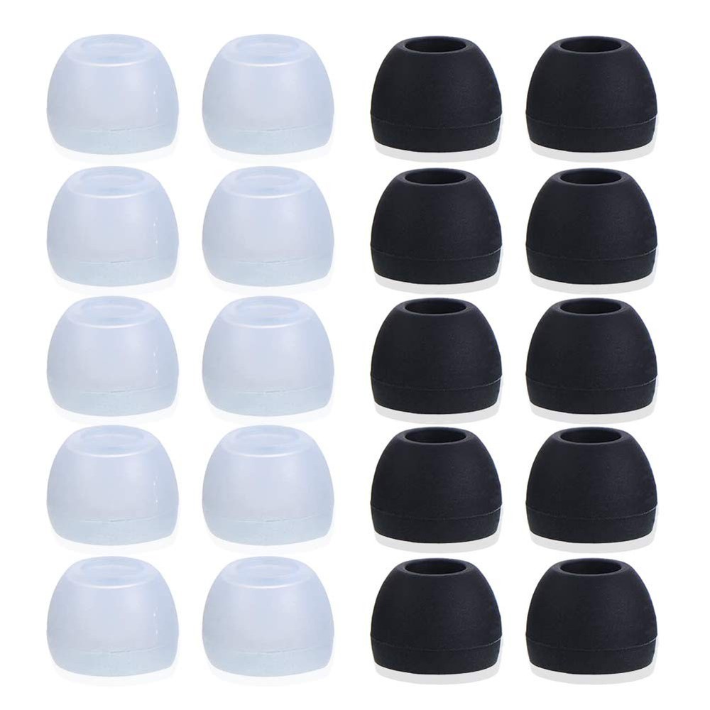 Blacell 20 Pcs Medium Silicone Earbud Cap Tip Cover medium, black,white