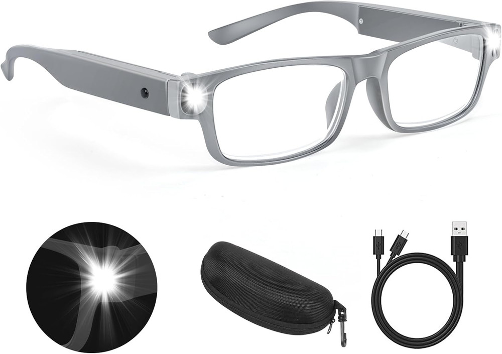 200% Magnifying Glasses with Light,USB Rechargeable LED Lighted Magnifying Eyewe