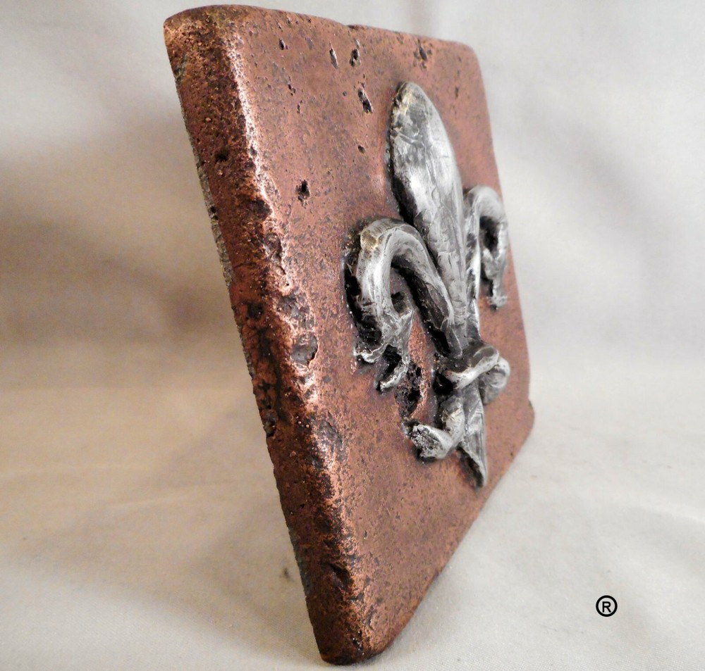 COPPER/ALUMINUM FLEUR D' LIS 4"X4" DECORATIVE WALL TILE