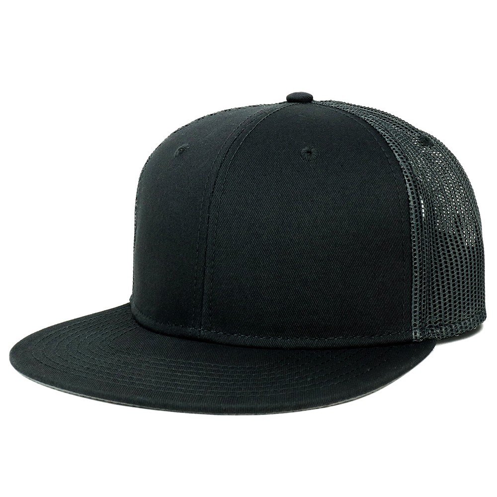Adjustable Solid Color Plain Blank Flatbill Mesh Trucker Snapback Cap - FREESHIP