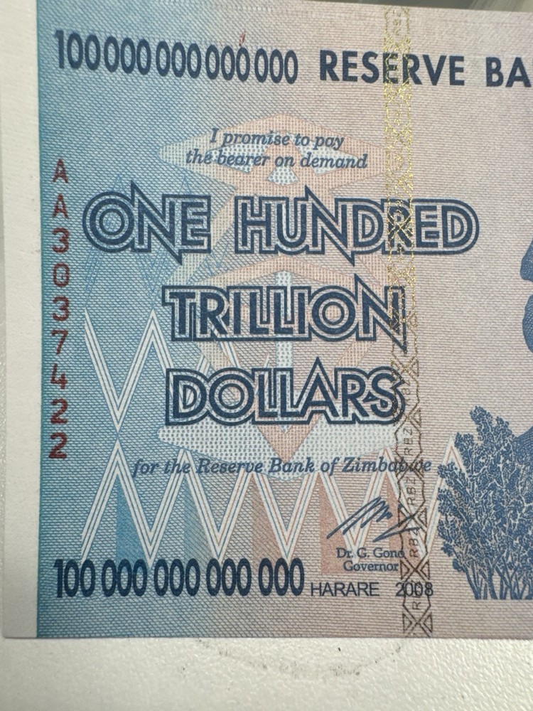 🔥 Zimbabwe 100 Trillion Dollar Note 💵 Authentic 2008- UV Light Passed! 🌍