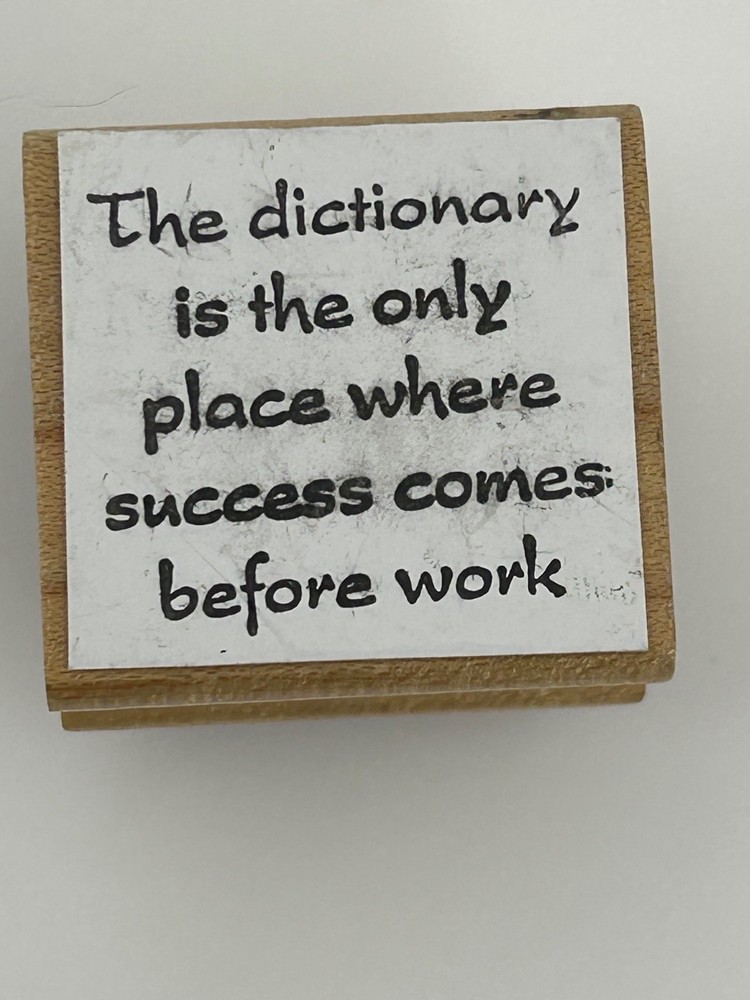 Wood Mounted Rubber Stamp Success Quote Dictionary Work Sentiment