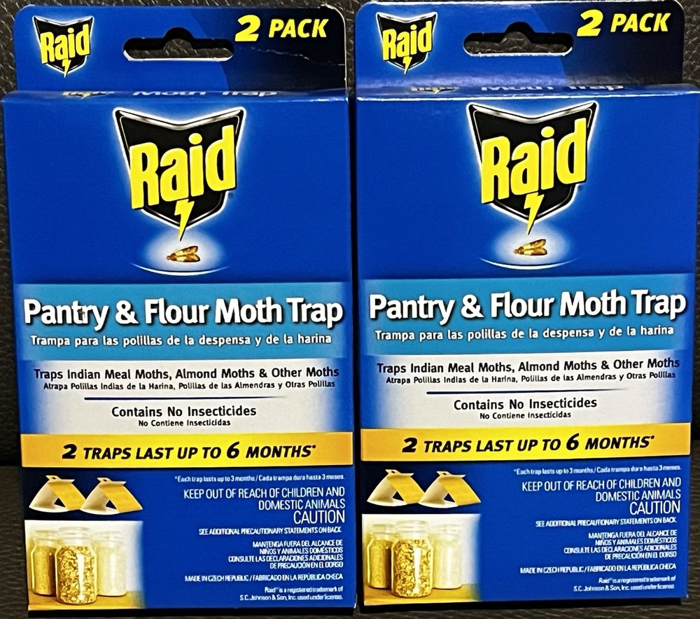 2 Boxes Raid Pantry & Flour Moth Traps. Lasts 6 months. No Insecticides. 4 Total