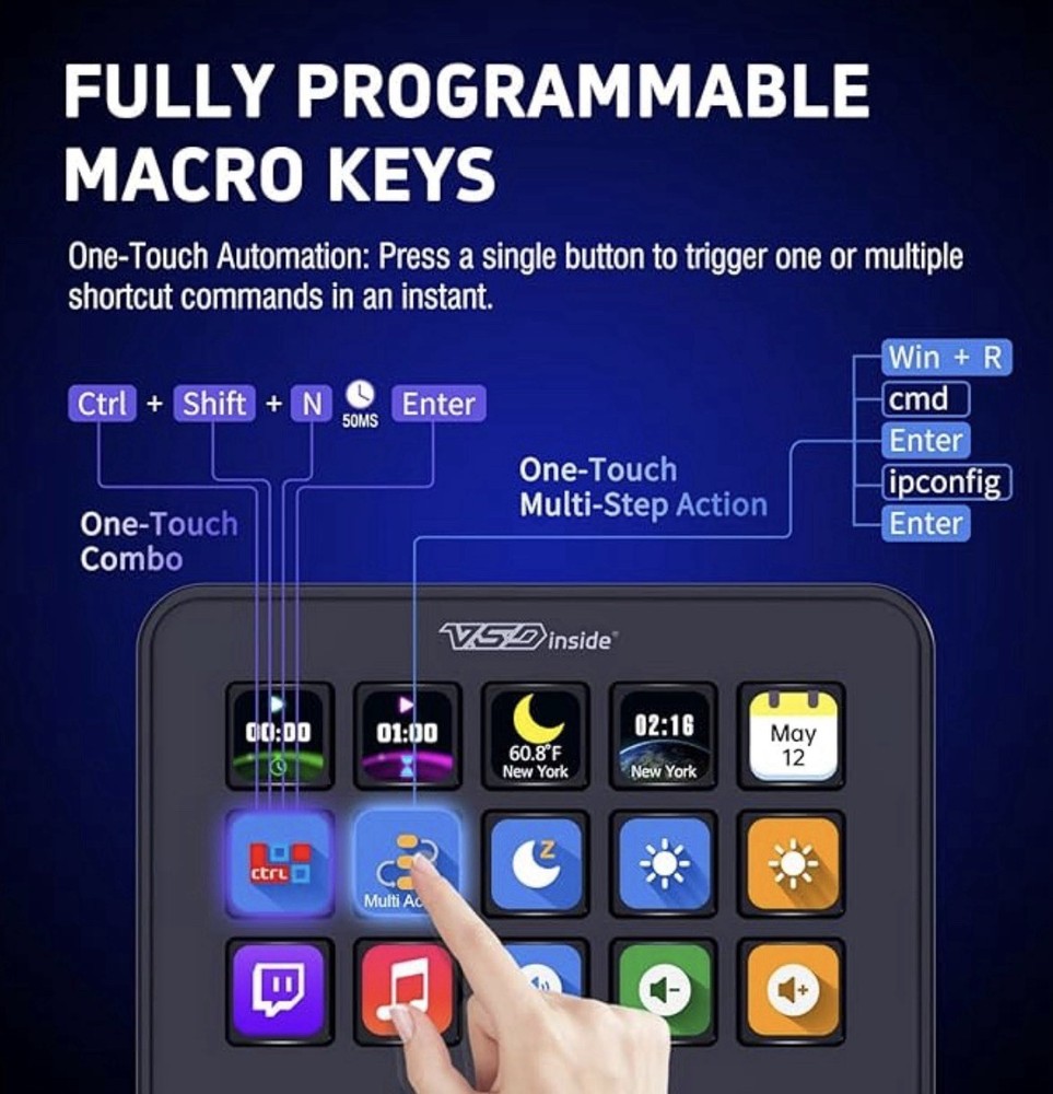 Stream dockStream Dock Streaming Console & Hub customizable LCD Macro keys Conte