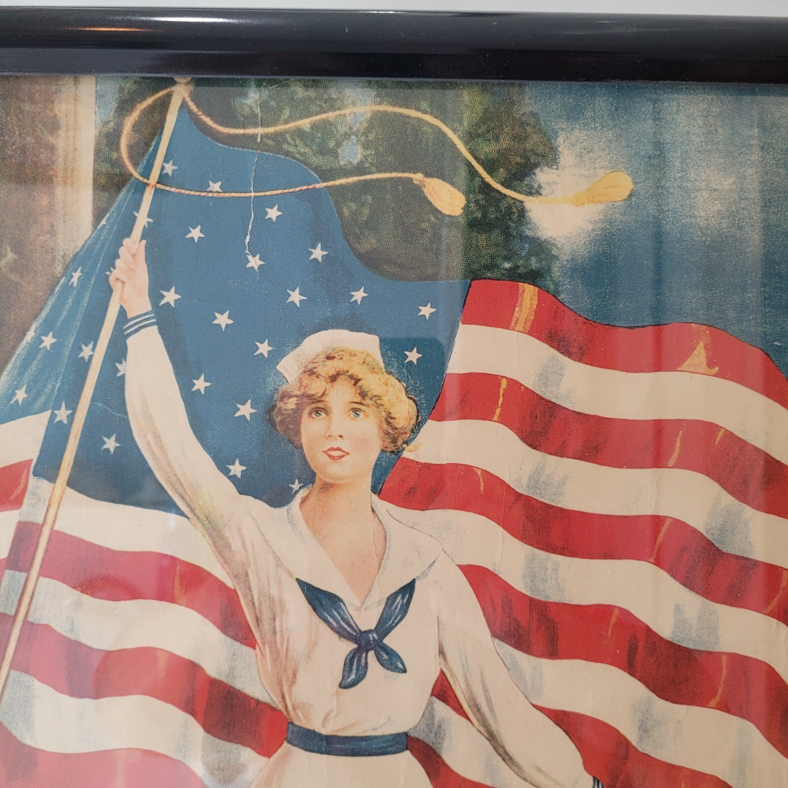 Antique Original WWI Poster Flag of Freedom 1918 21" x 17" Framed USA *READ*