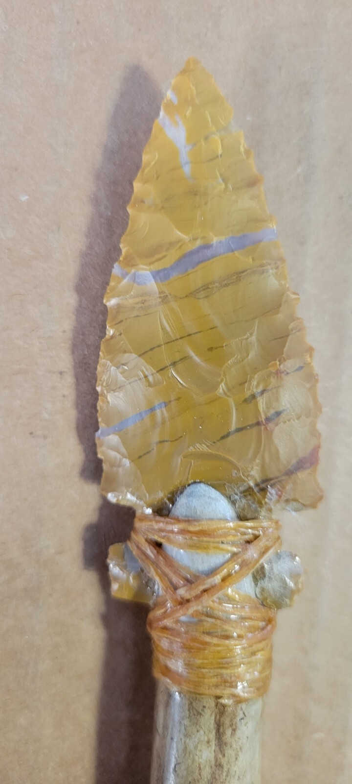 Native American Stone Blade w/Deer Antler Handle Jasper Oregon Dbl. Edge Nice!