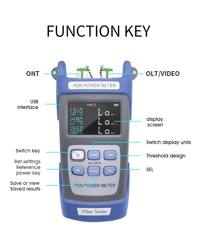 Fiber Optical Power Meter UPC Port PON Tester Digital Optic Cable Testing Tool
