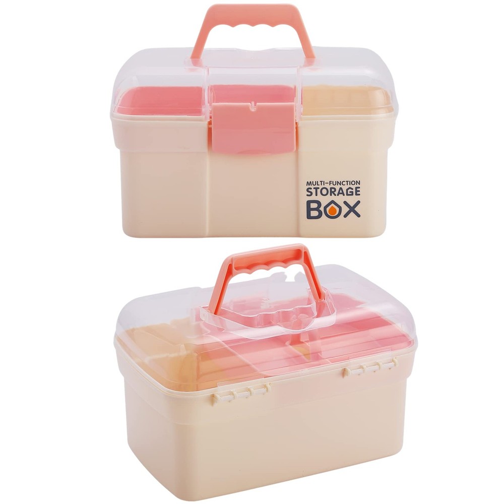 11'' Plastic Storage Box with Removable Tray, Multipurpose Organizer for Sewi...