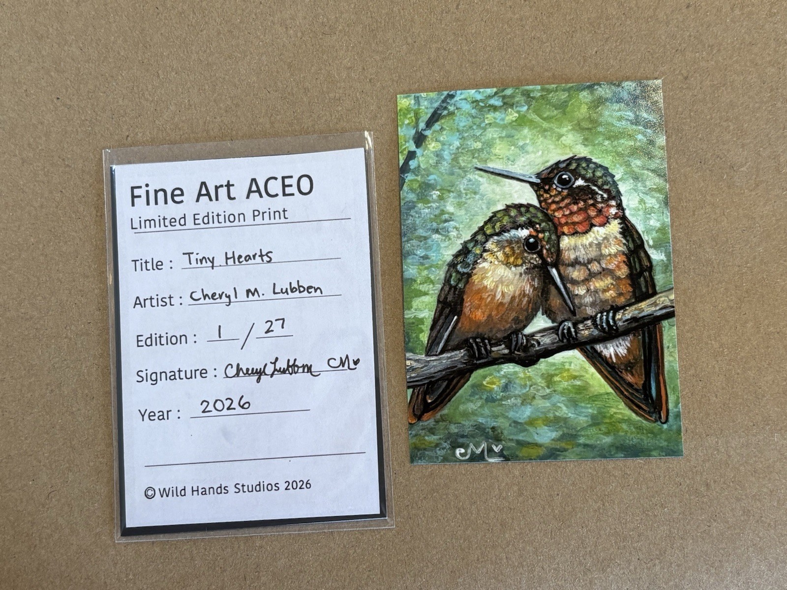 Limited Edition Hummingbird ATC ACEO Art Magnet | Hand Painted Mini Bird Art