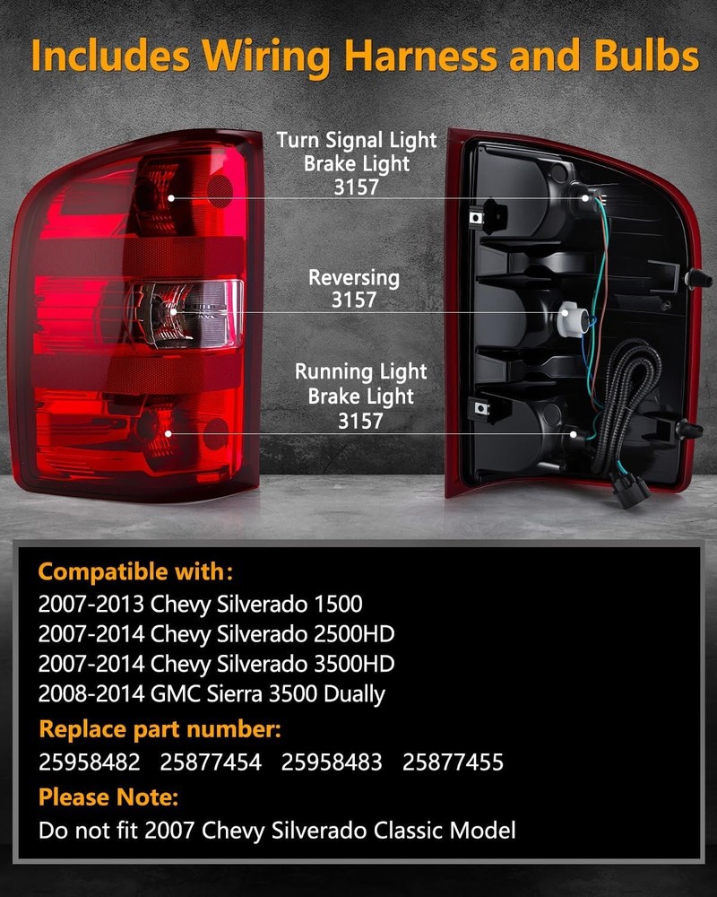 Brake Tail Light Assembly OKLPF Silverado 2007-2014