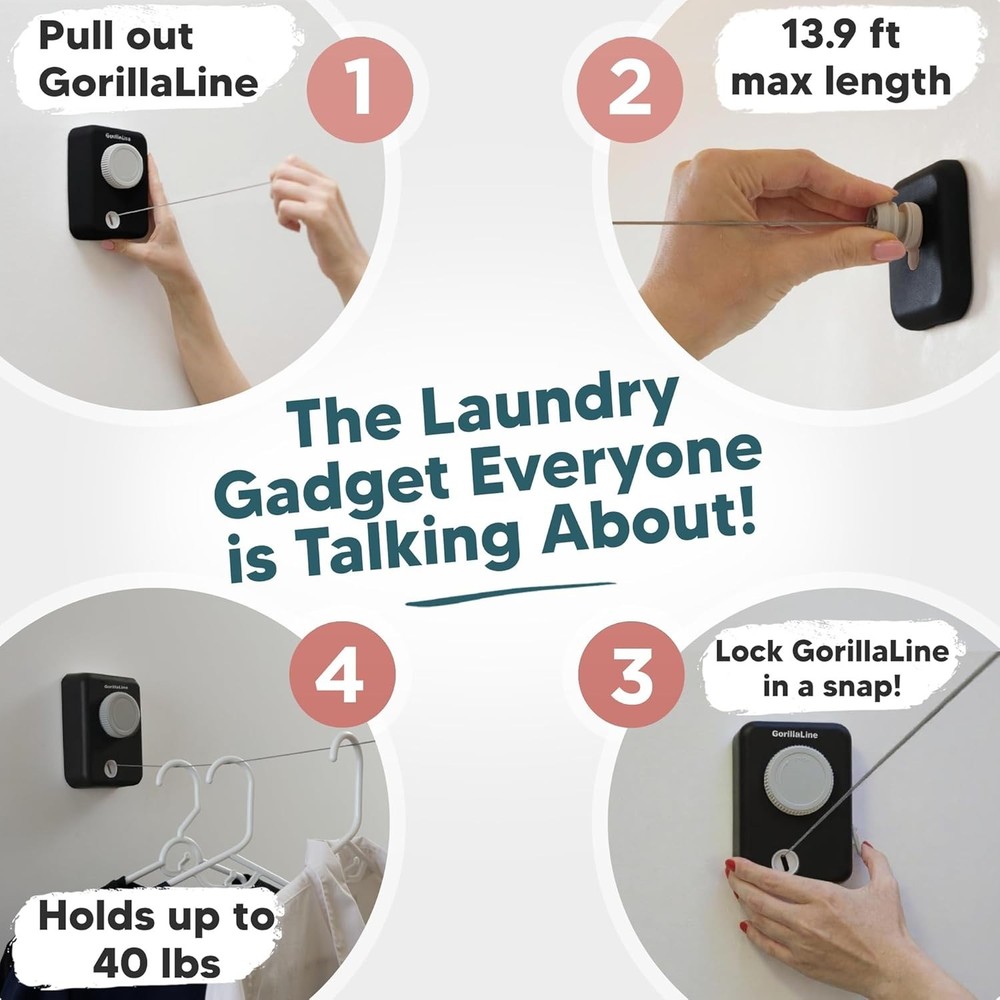 Max Retractable Clothesline - Non-Sagging Drying Line