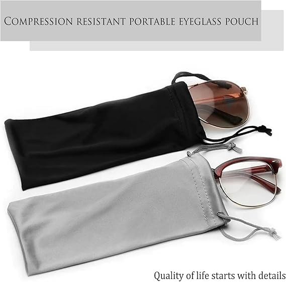 12 Pieces Microfiber Case Pouch Bag,Sunglasses Pouch with Drawstring