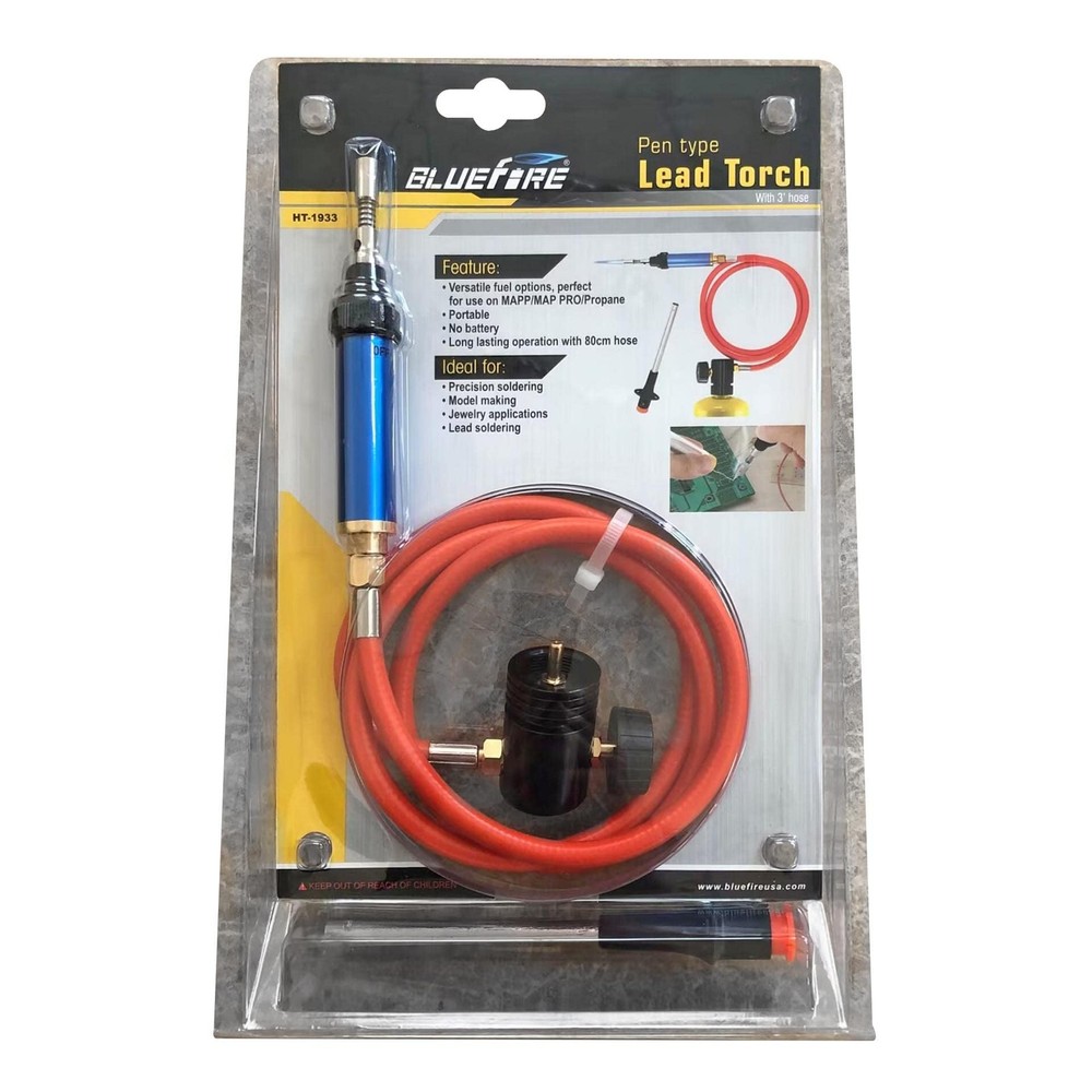 BLUEFIRE Propane/MAP Gas Soldering Torch Head Multi-Function Kit with 3' Blue