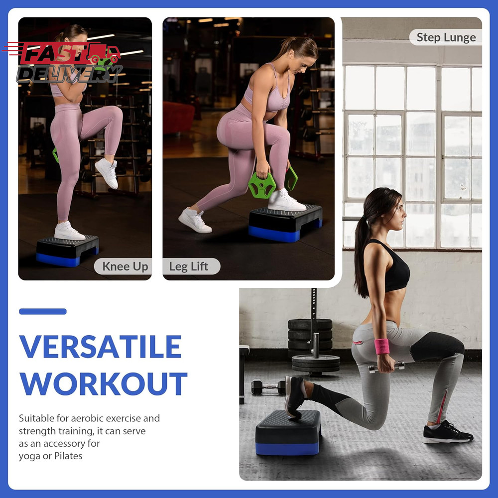 Fitvids 18" Aerobic Step Platform, Workout Stepper with Adjustable 2 Stackable R