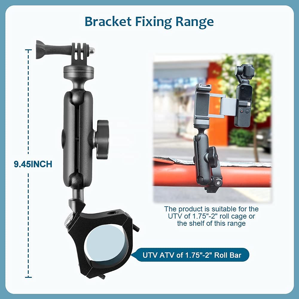 UTV ATV 360° Camera Mount Holder for 1.75"-2" Roll Bar | GoPro Accessory