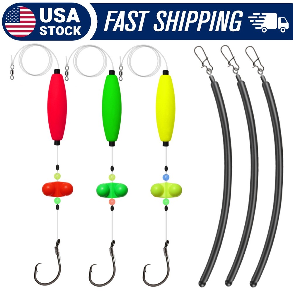 6PCS Catfish Trolling Rigs 8/0 Hooks 3oz Dragging Weights Santee Rig Drift Fish