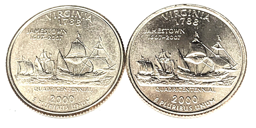 # C867   VIRGINIA   STATEHOOD  QUARTERS, P & D  from  MINT ROLLS