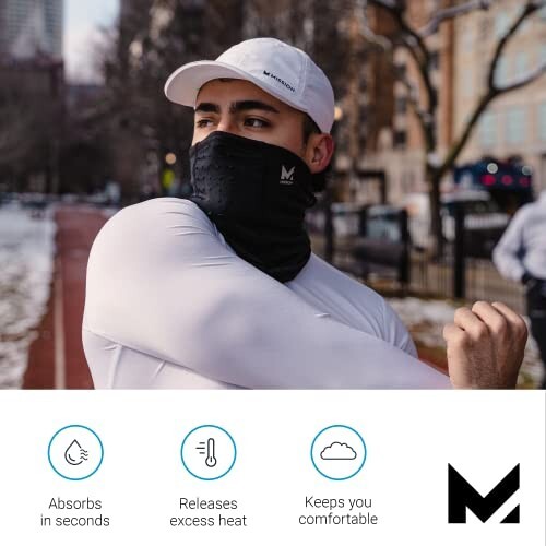 Mission All Season Adjustable Gaiter Face Mask Neck Covering in Black - OSFM