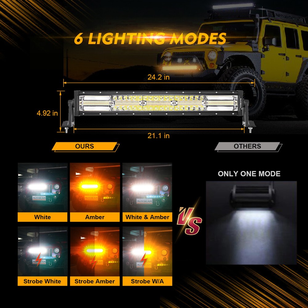 AUXBEAM 22"inch Led Work Light Bar Strobe with Memory Function Driving Lamp 20"