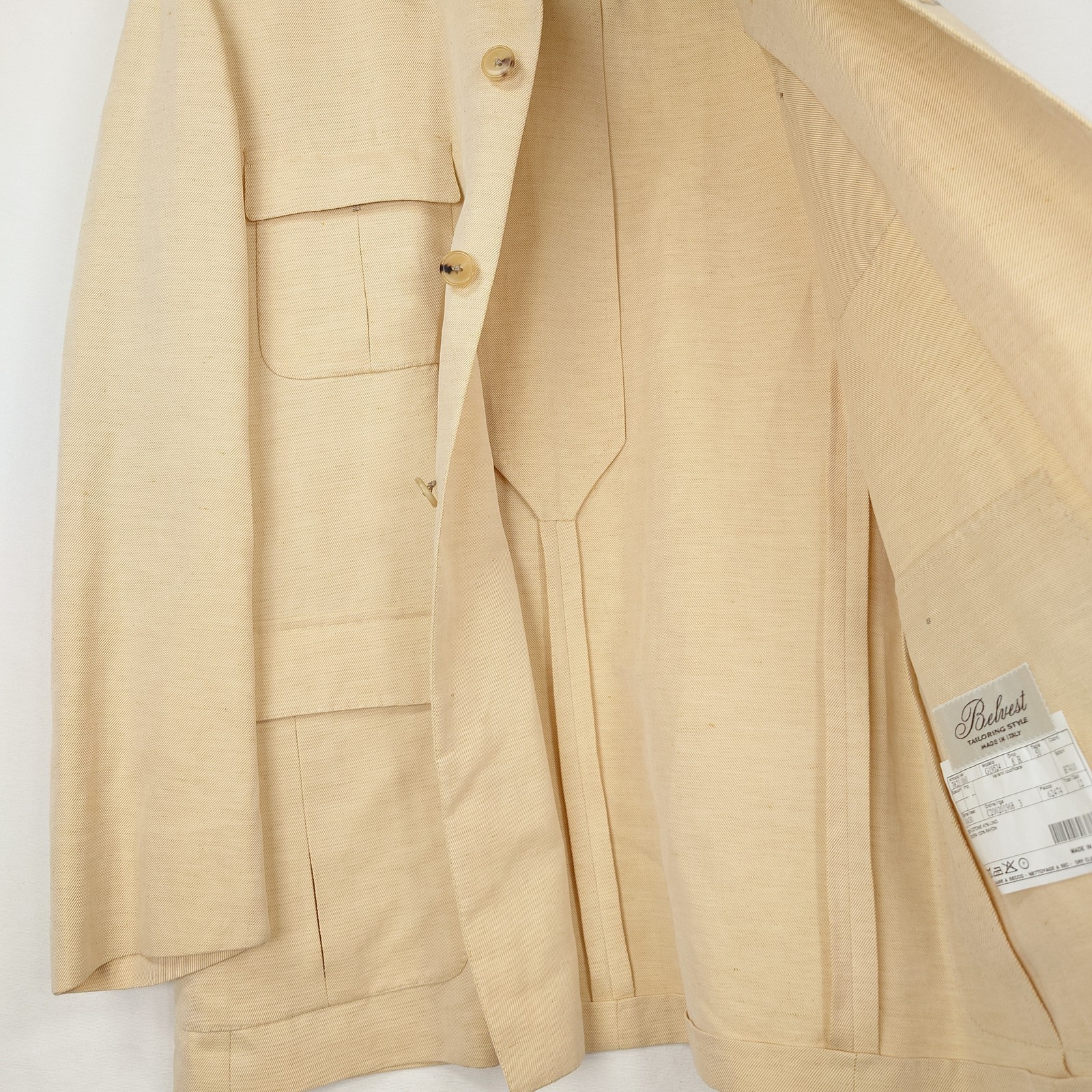 NEW Belvest Yellow/Tan Cotton Linen Slubby Shirt-Jacket Safari Size 40 40r