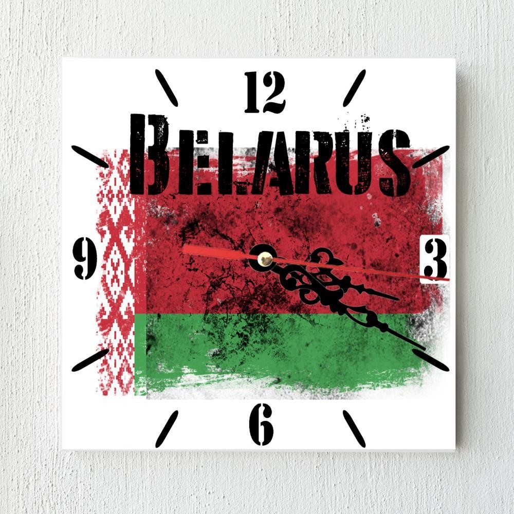 Belarus Flag Wall clock patriots CERAMIC Tile Watch Support Décor
