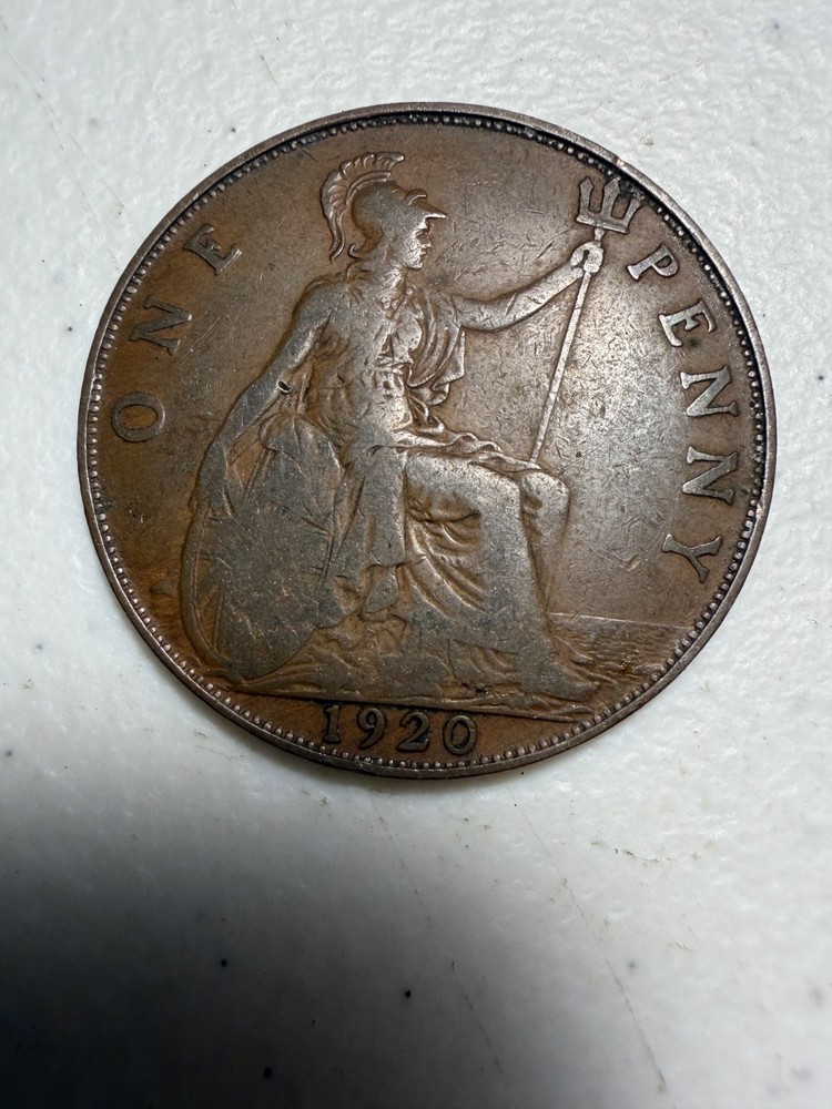 1920 England 1 penny coin