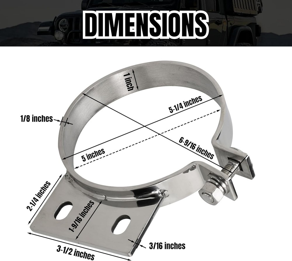 a5" Exhaust Stack Mounting Bracket For Peterbilt 379 359 1987-1993 Replace 10294