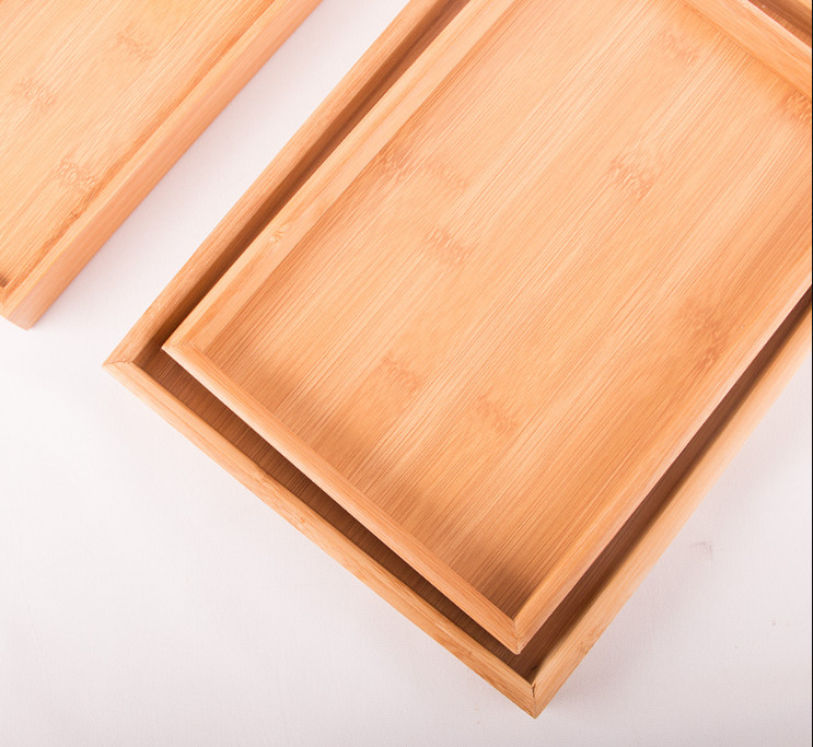 Japanese-style Handmade Bamboo Rectangle Plate Tray Natural Solid Wood Tray