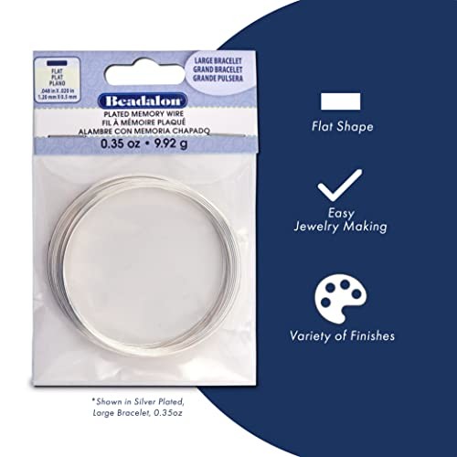 Flat Memory Wire for Beading, 0.35-Ounce Ring Gold
