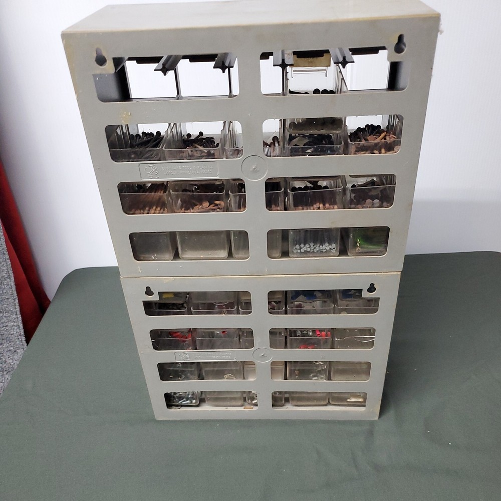 Plastic Storage 25 Drawers Workshop Organizer with Some Contents + Extra Partial