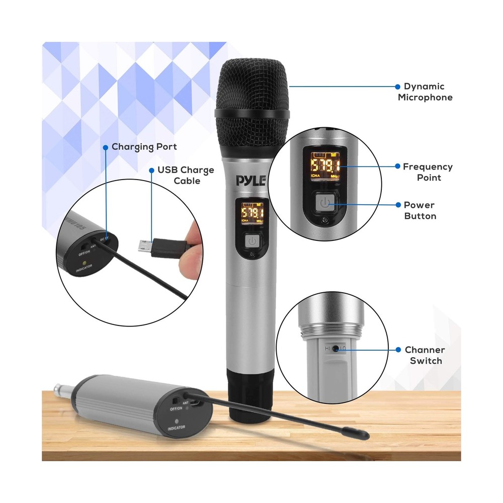 PYLE Portable UHF Wireless Microphone System - Professional Battery... Fast Ship