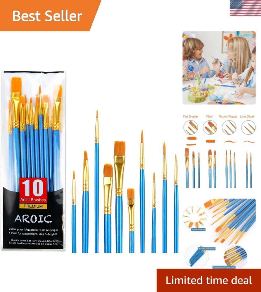 All-Purpose 10-Piece Multi-Functional Paint Brush Set - Easy to Clean & Maintain