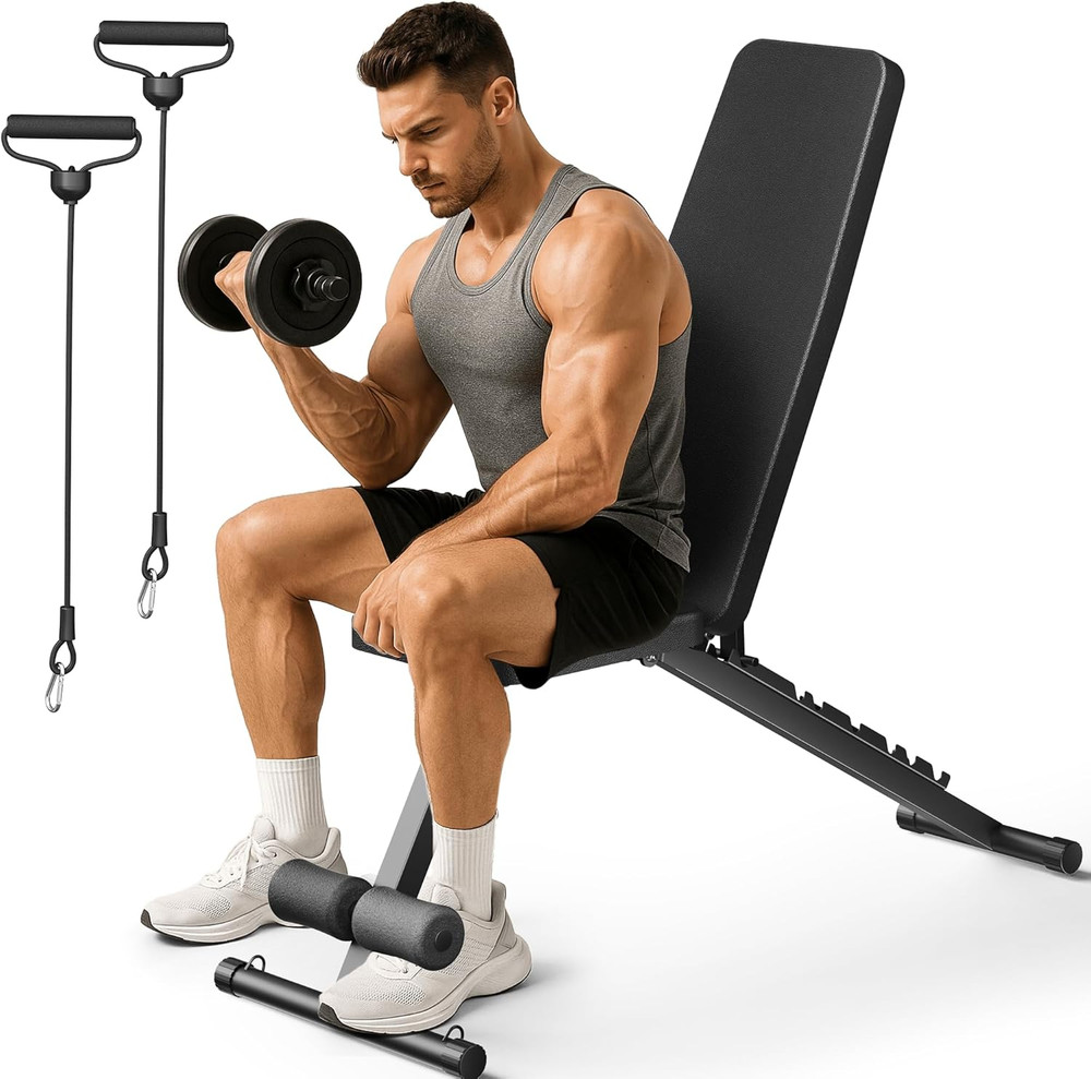 Adjustable Weight Bench for Home Gym, Foldable Workout Bench with 7 Backrests fo