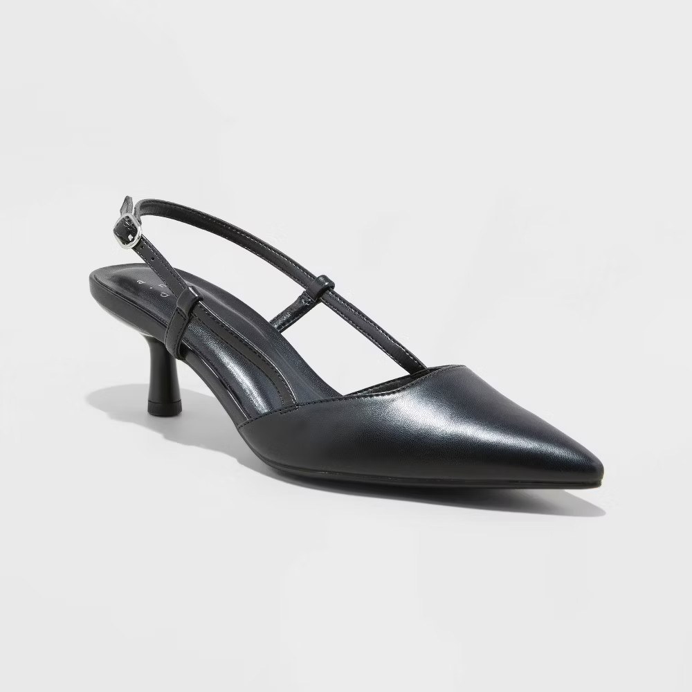 Women's Annette Slingback Heels - A New Day Black 7