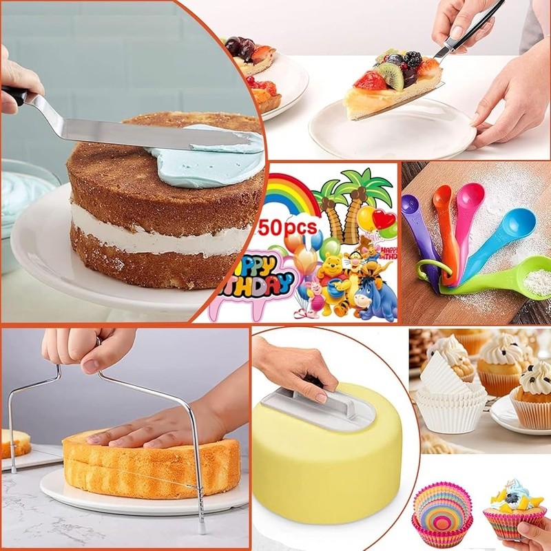 540PCS Cake Decorating Kit Baking Supplies 4 Springform Pans Rotating Turntable