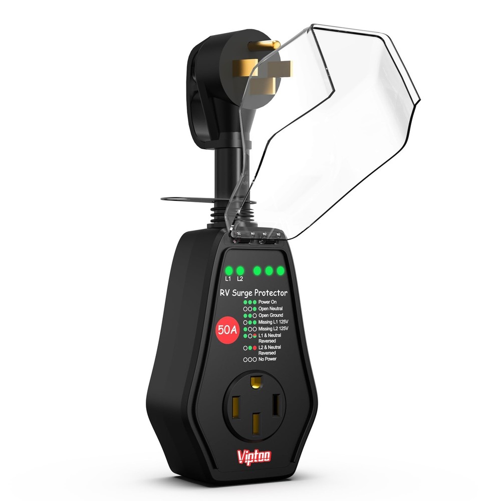 50A RV Surge Protector with Replaceable Module, 12000J Circuit Analyzer for C...